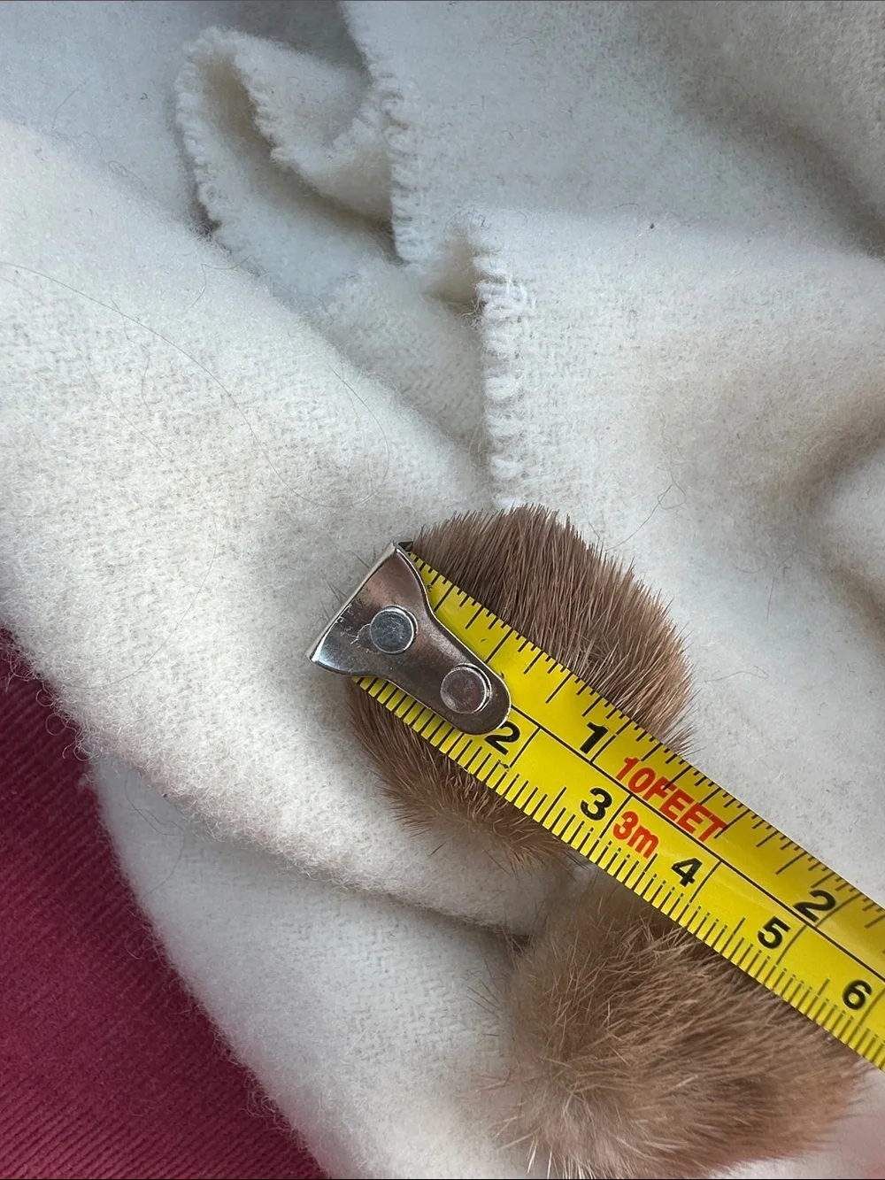 Vintage Mink Fur Clip on Earrings -Beige Brown